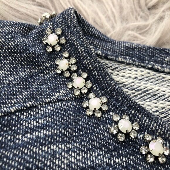 J. Crew Embellished Long Sleeve Denim Look Top - Picture 3 of 7
